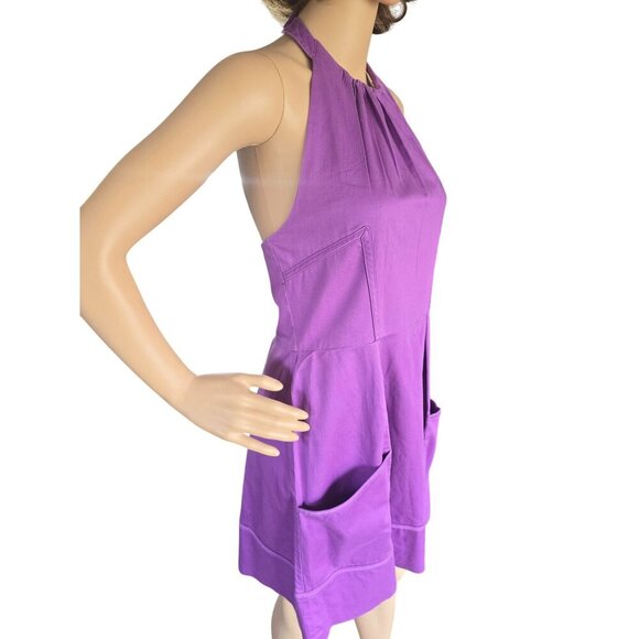 Vintage y2k Jessica Simpson Purple High Neck A Line Dress Backless Women Size 10 - Picture 2 of 8